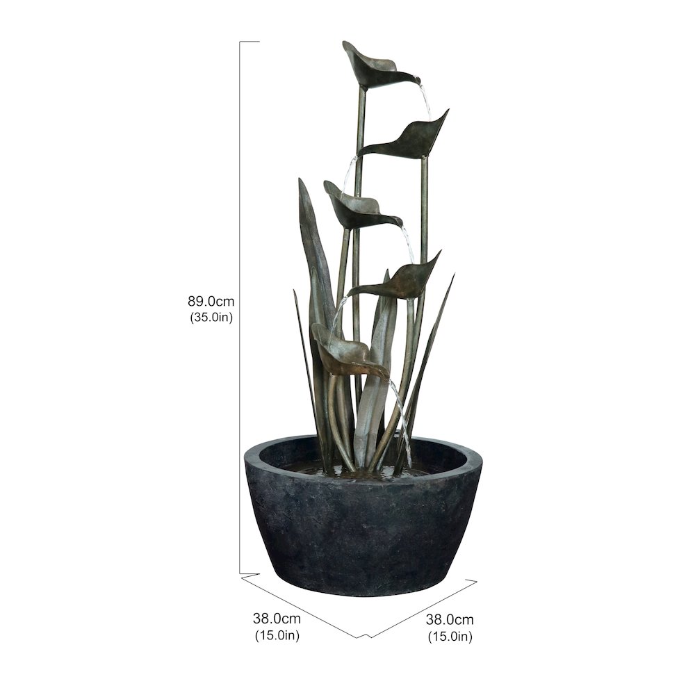 Metal Plant Fountain W/5 Leaves