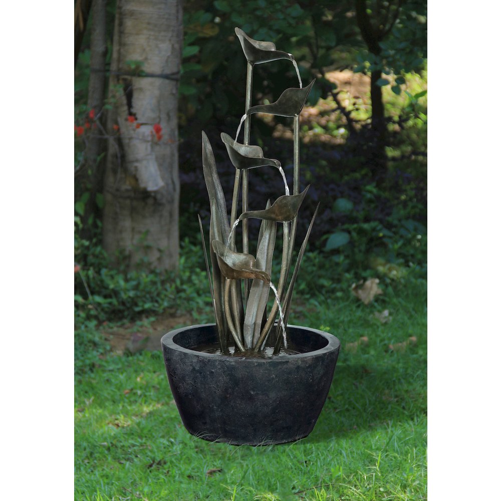 Metal Plant Fountain W/5 Leaves