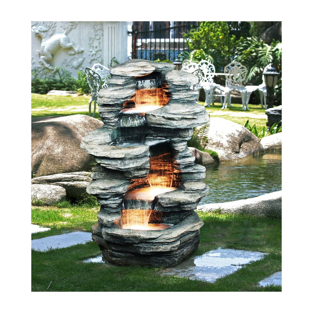 Rock 4 Level Fountain with Halogen Light