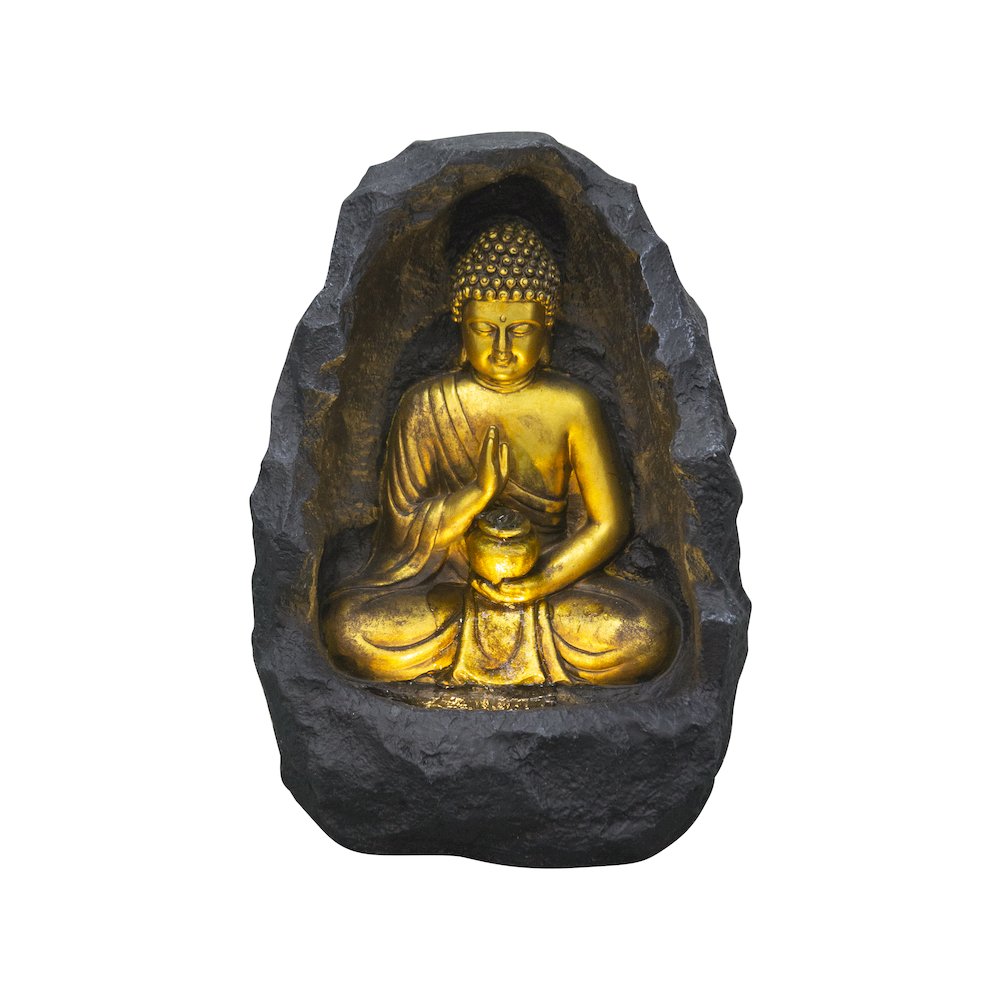 Golden Buddha Fountain Indoor W/LEDs