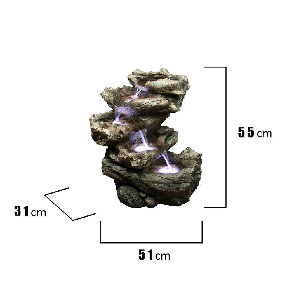 4 Level Logs Fountain W/LED