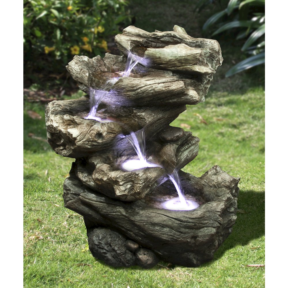 4 Level Logs Fountain W/LED