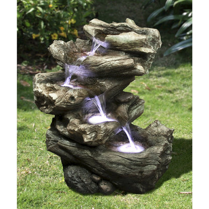 4 Level Logs Fountain W/LED