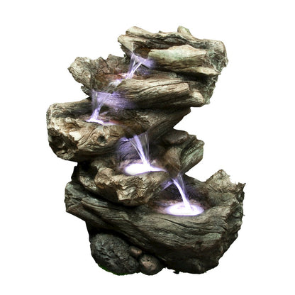 4 Level Logs Fountain W/LED