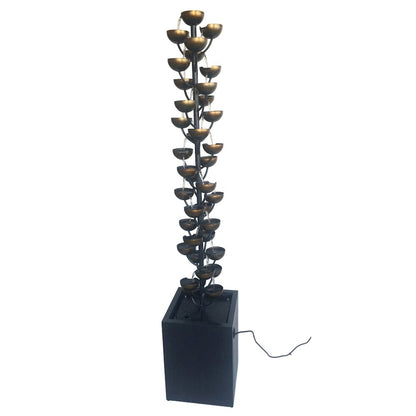Tall Multi Level Zinc Metal Stacked Cups Fountain