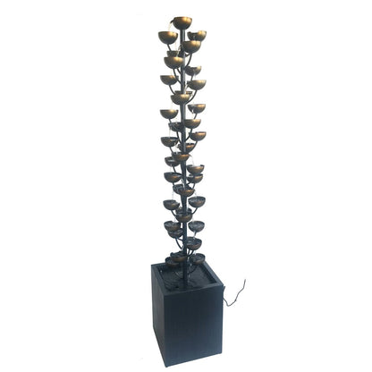 Tall Multi Level Zinc Metal Stacked Cups Fountain