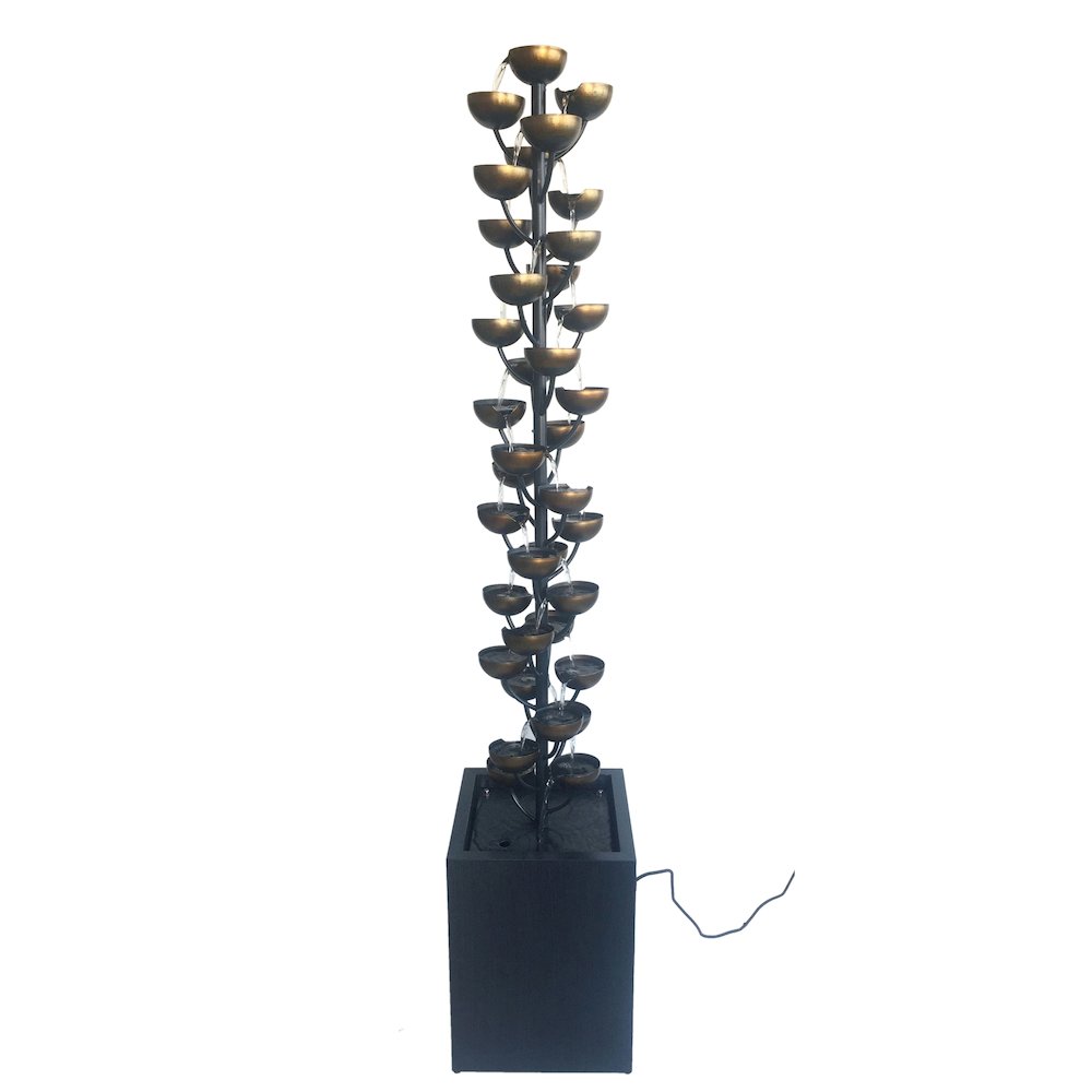 Tall Multi Level Zinc Metal Stacked Cups Fountain
