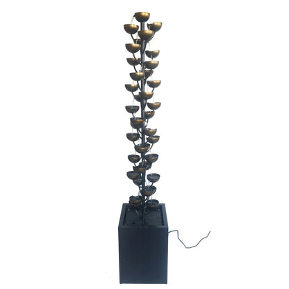 Tall Multi Level Zinc Metal Stacked Cups Fountain