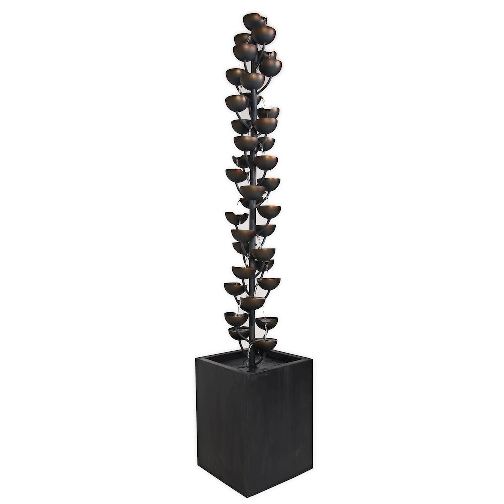 Tall Multi Level Zinc Metal Stacked Cups Fountain