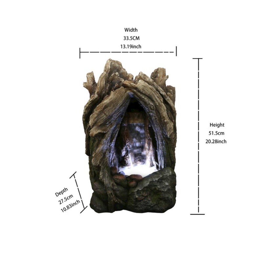Treetrunk Waterfall Fountain with LED