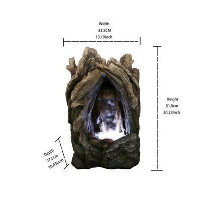 Treetrunk Waterfall Fountain with LED