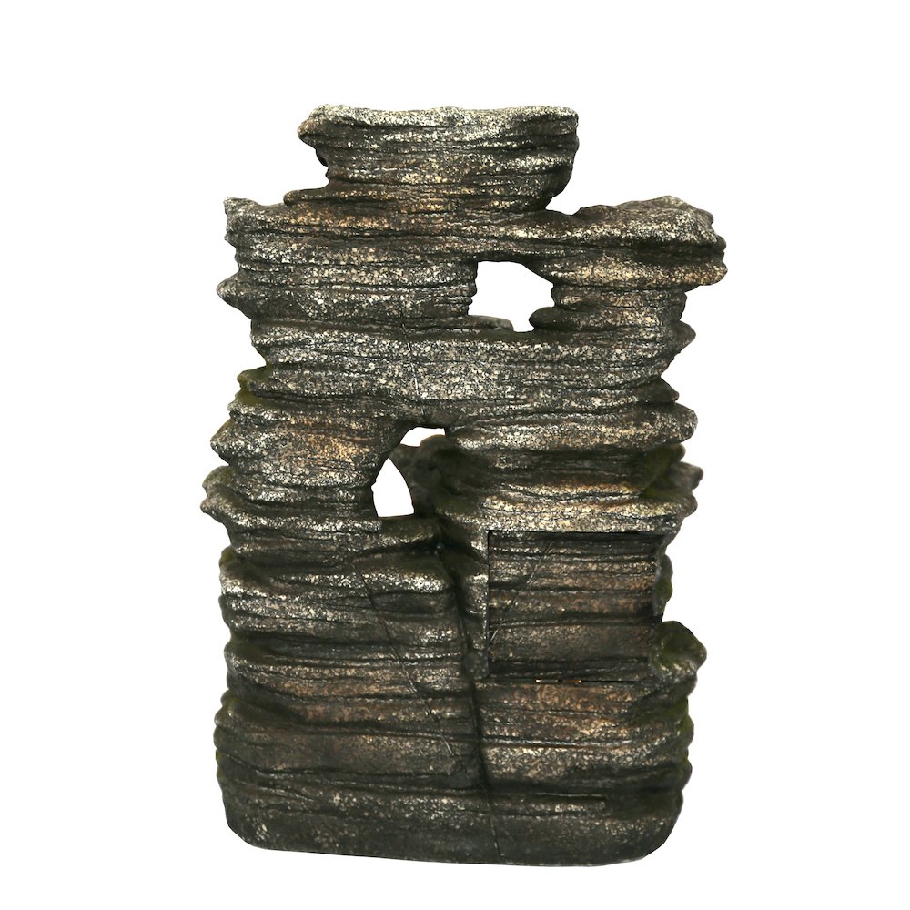 Multi-Level Stone Fountain with Light