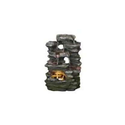 Multi-Level Stone Fountain with Light