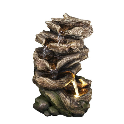 Multi Level Logs Fountain W/LED