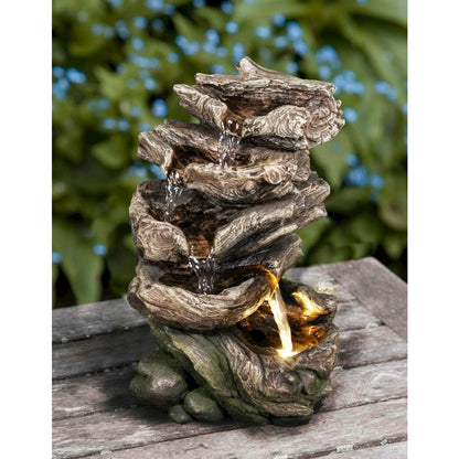 Multi Level Logs Fountain W/LED