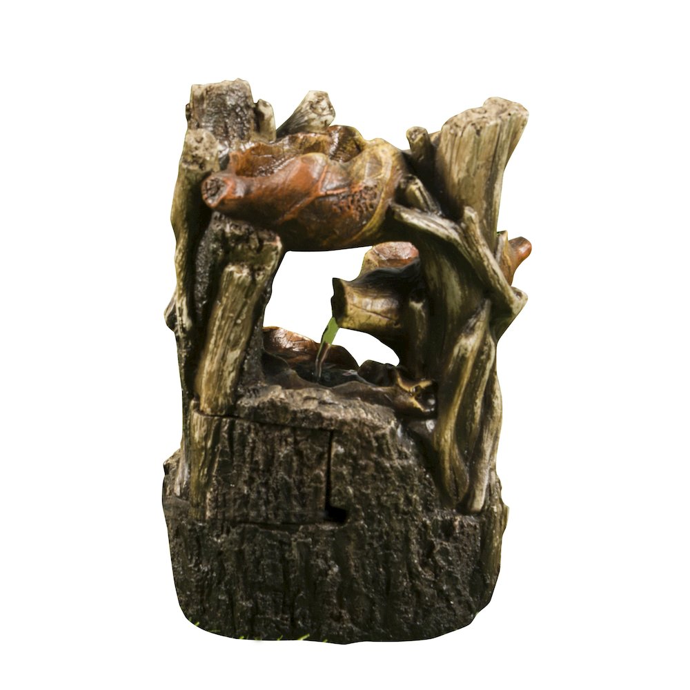 Tree Trunk Fountain W/3 Leaves & LED