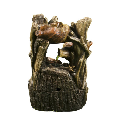 Tree Trunk Fountain W/3 Leaves & LED