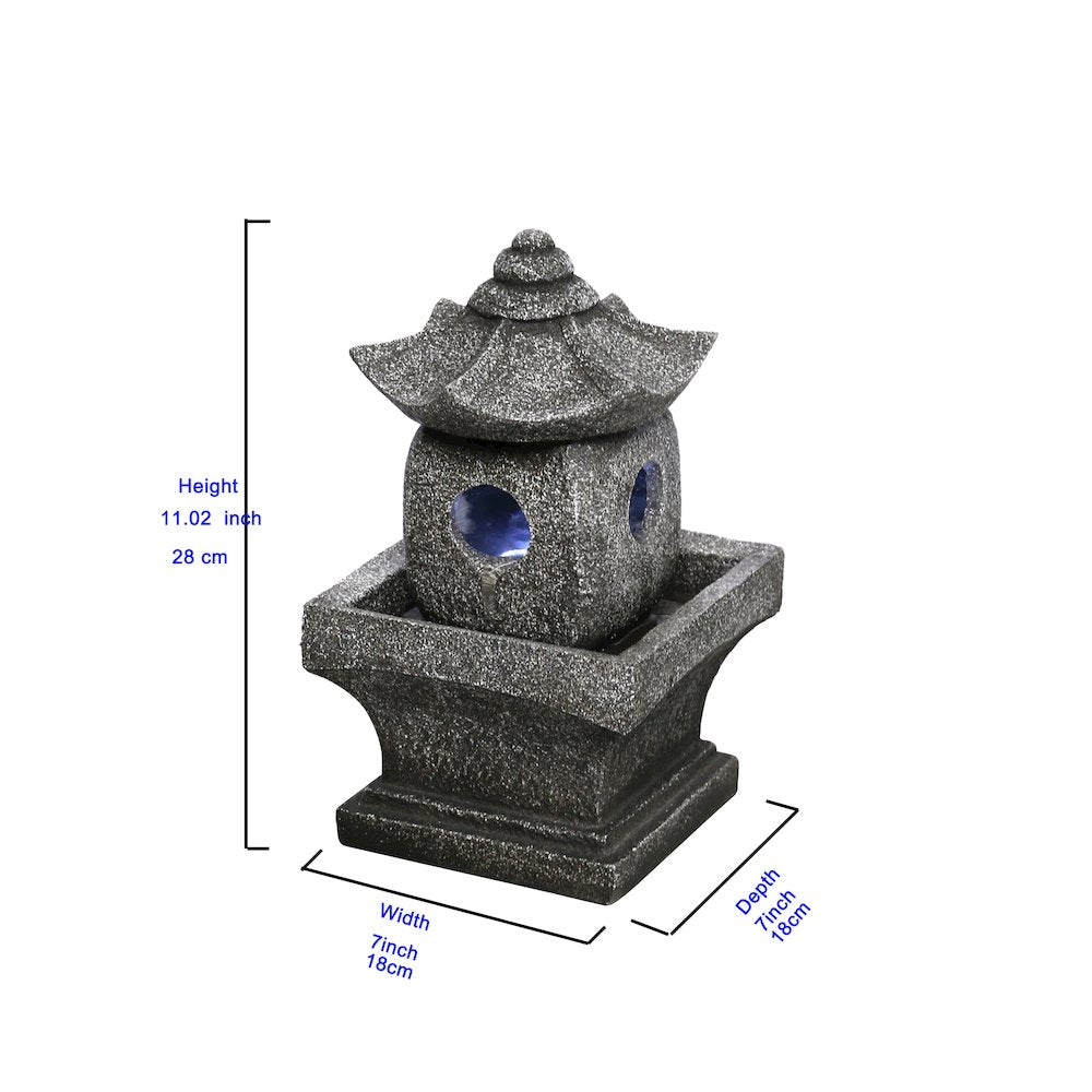 11" Pogoda Fountain with Warm White LED