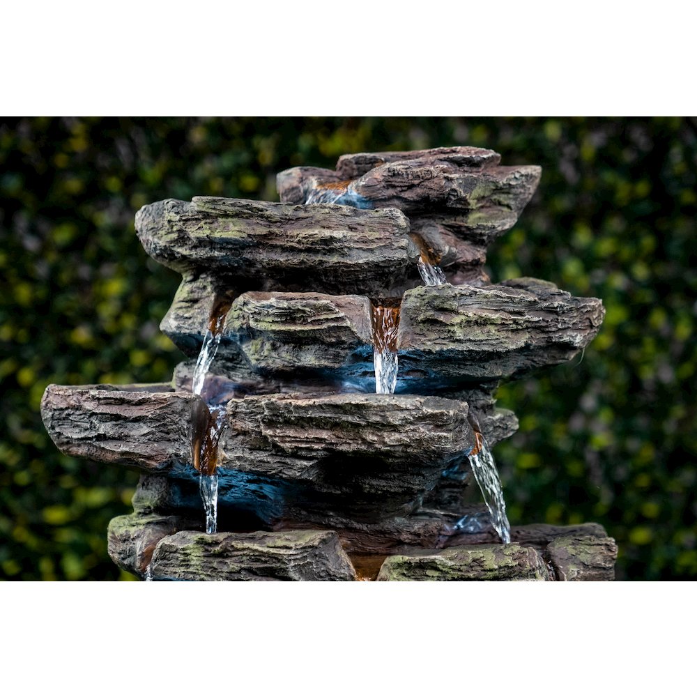 Multi-Level Stone Fountain with 9 LED Lights