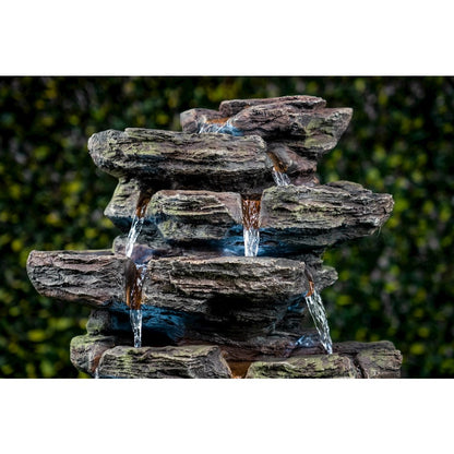 Multi-Level Stone Fountain with 9 LED Lights