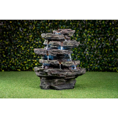 Multi-Level Stone Fountain with 9 LED Lights