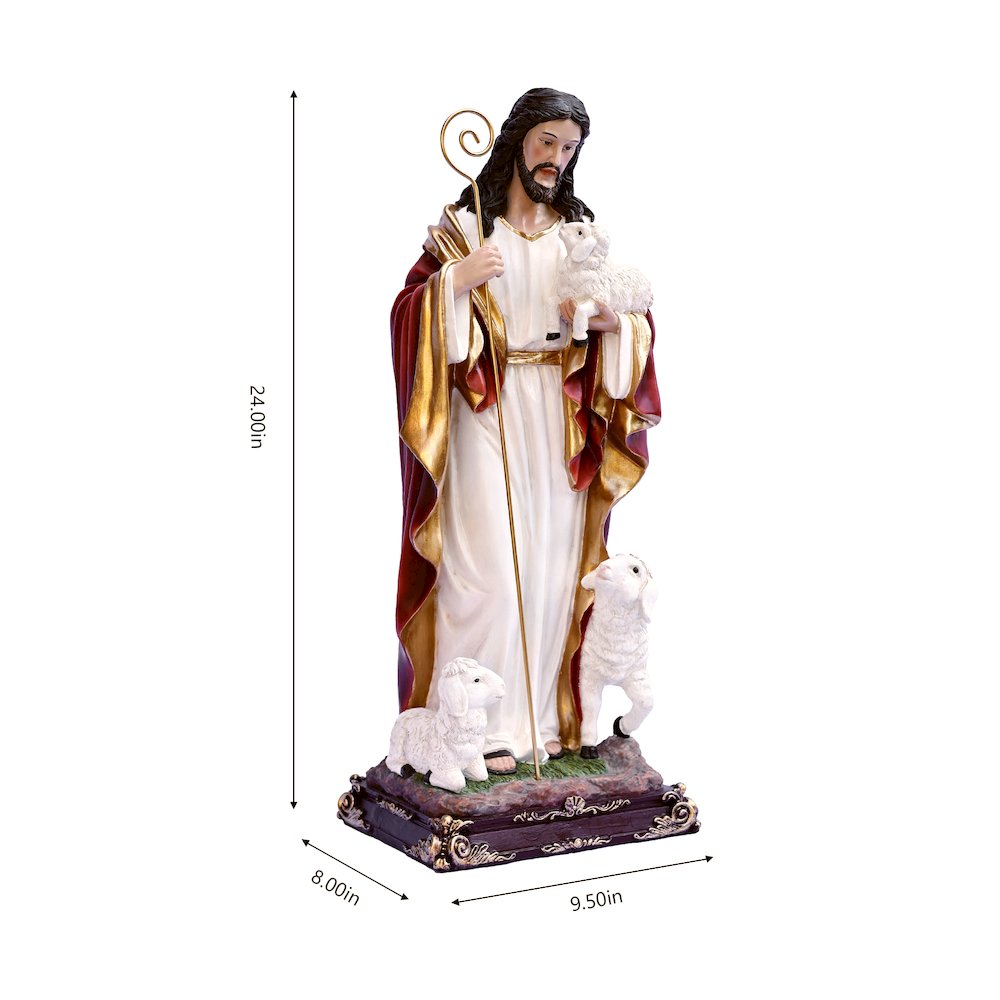 24in Good Shepherd Figure Religious Decor Indoor/Outdoor