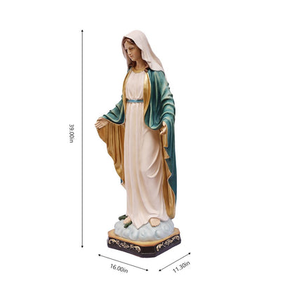 39in Virgin Mary Figure Statue Religious Decor Indoor/Outdoor