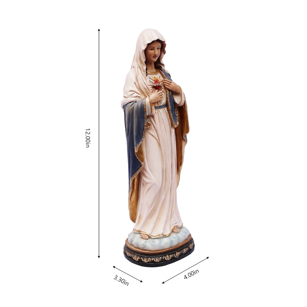 12 in Sacred Heart Mary Statue Religious Decor