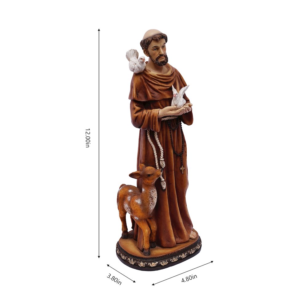 12in St. Francis of Assis Statue Religious Decor