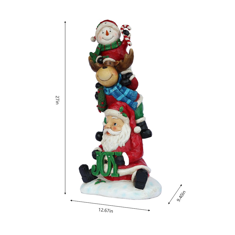 Stacking Snowman Elk Santa Christmas Decoration with LED Lights Battery Indoor