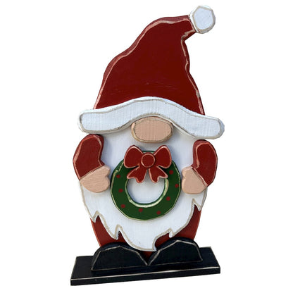 Medium Wooden Gnome Christmas Decor Indoor Outdoor Use