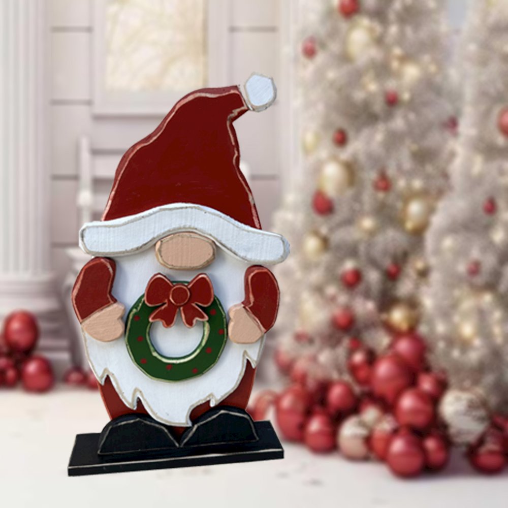 Medium Wooden Gnome Christmas Decor Indoor Outdoor Use