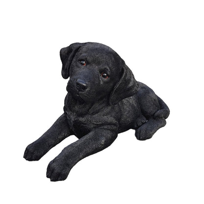 Midnight Reverie: Sleek Black Polyresin Lying Labrador Figurine