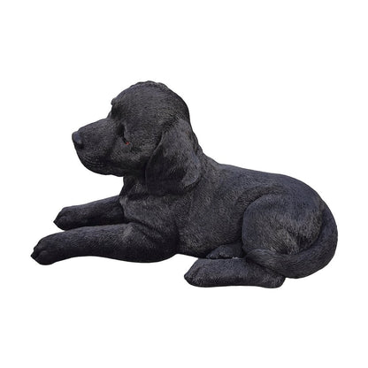 Midnight Reverie: Sleek Black Polyresin Lying Labrador Figurine