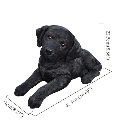 Midnight Reverie: Sleek Black Polyresin Lying Labrador Figurine