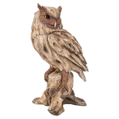 Driftwood Eagle Owl On Stump Statue