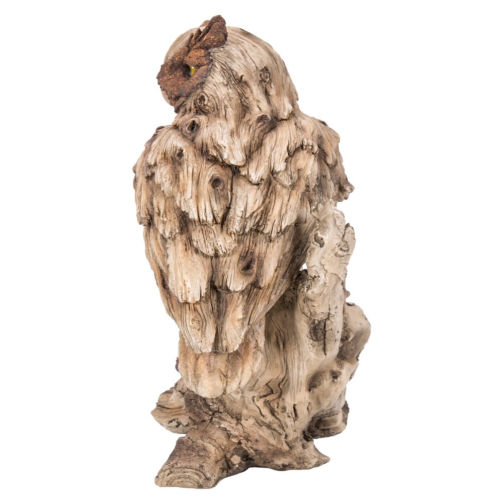 Driftwood Eagle Owl On Stump Statue