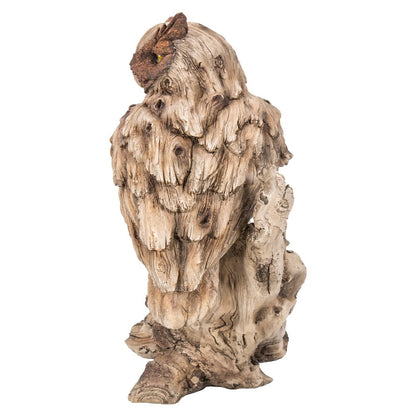 Driftwood Eagle Owl On Stump Statue