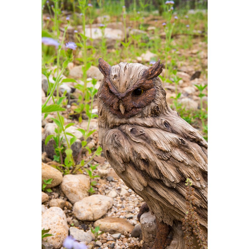 Driftwood Eagle Owl On Stump Statue