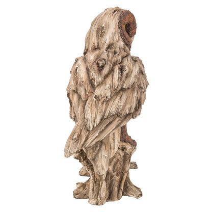 Driftwood Barn Owl On Stump Statue
