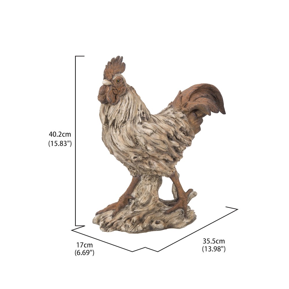 Driftwood Standing Rooster Statue
