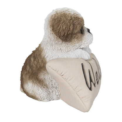 Brown & White Shih Tzu W/Welcome Sign