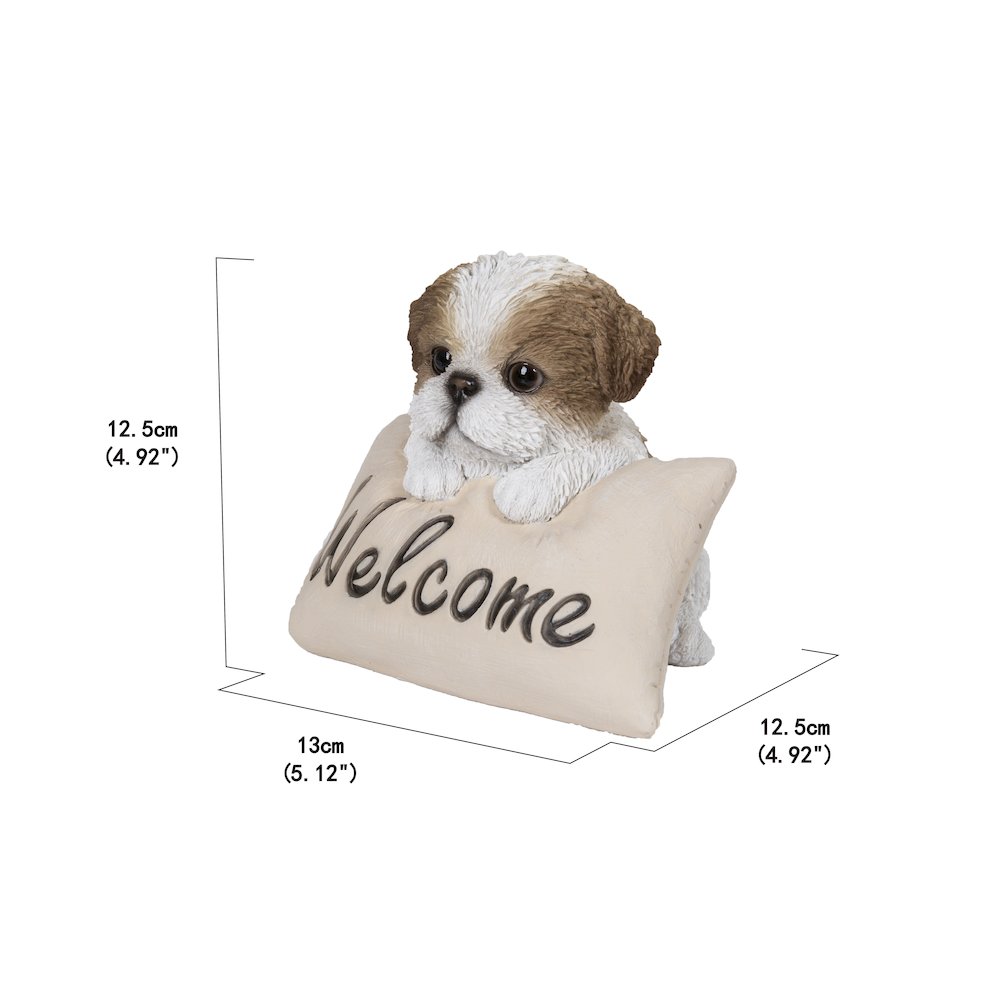 Brown & White Shih Tzu W/Welcome Sign