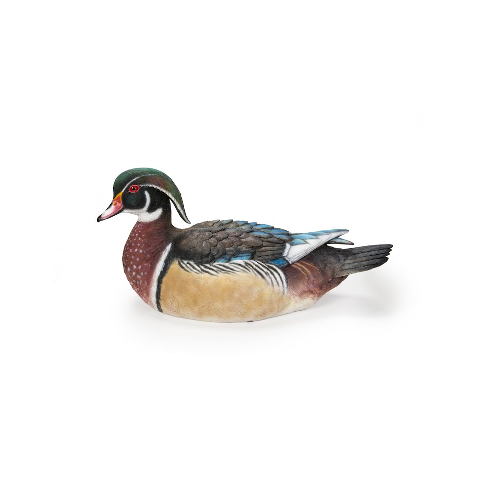 Colorful Sitting Wood Duck Garden Statue