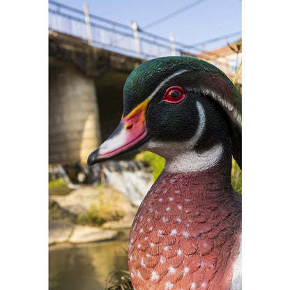 Colorful Sitting Wood Duck Garden Statue