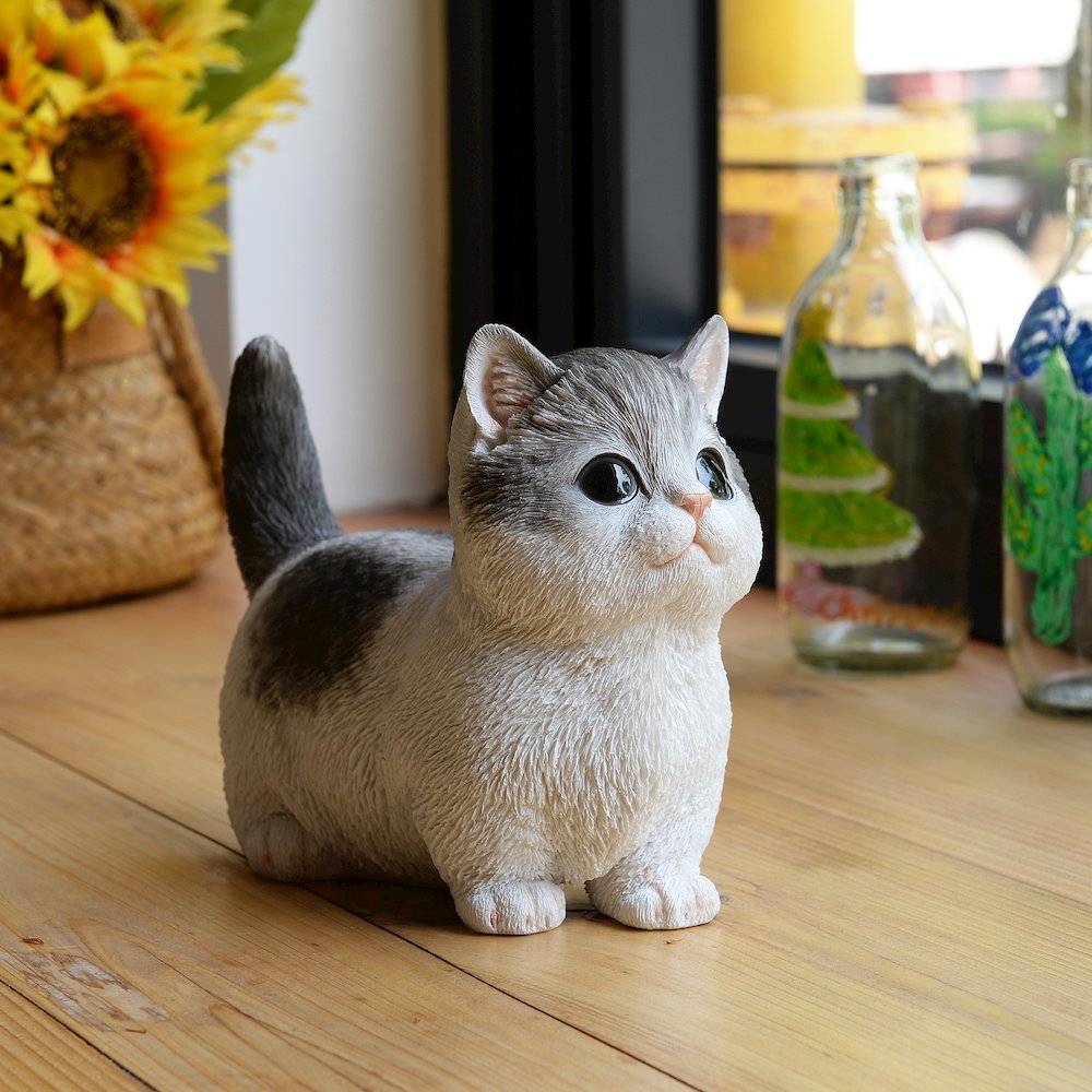 Sitting Cat Kitten Statue-Gray