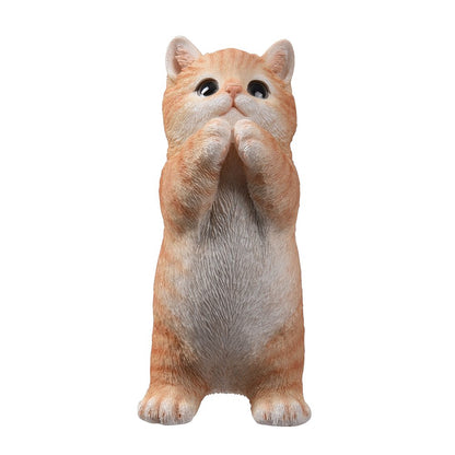 7" H Orange Tabby Cat Praying