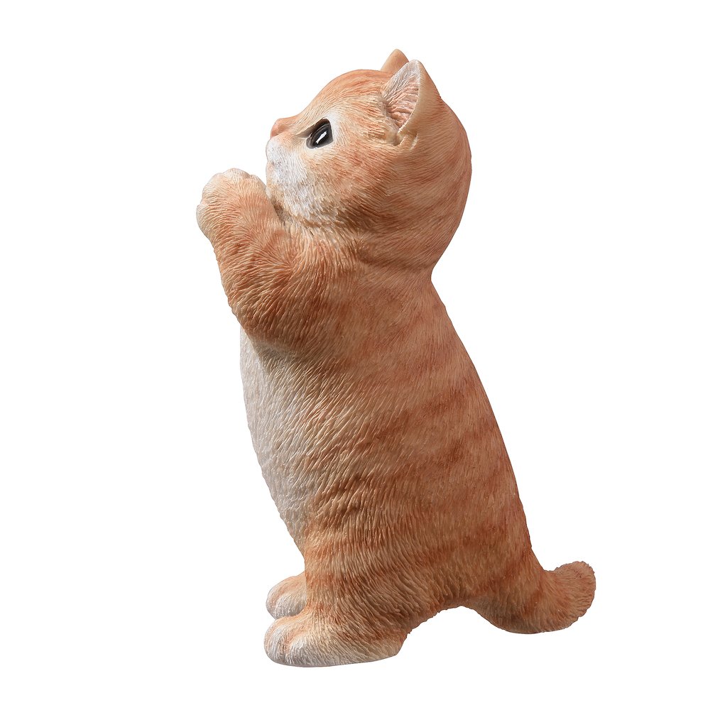 7" H Orange Tabby Cat Praying