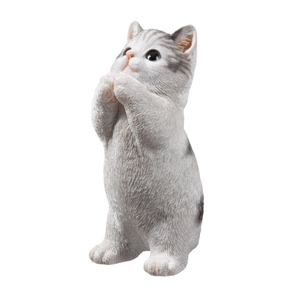 7" H Cat Kitten Statue Praying-Gray