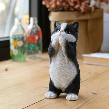 7" H Cow Cat Kitten Statue Praying